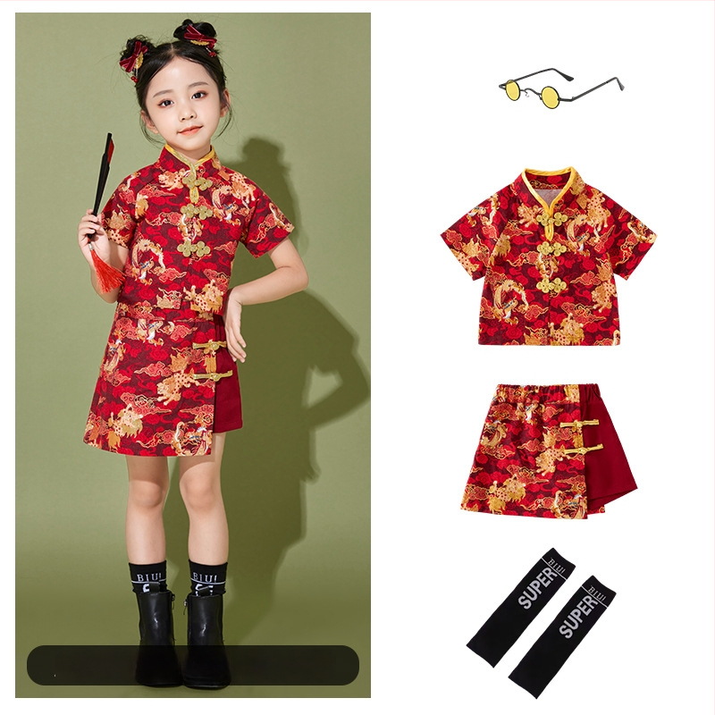 Vaikų scenos kostiumas kinų stiliaus, 100% poliesteris, visos sezonos, unisex, nuo 8 metų.