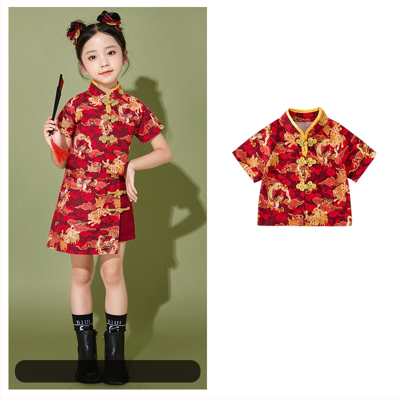 Vaikų scenos kostiumas kinų stiliaus, 100% poliesteris, visos sezonos, unisex, nuo 8 metų.