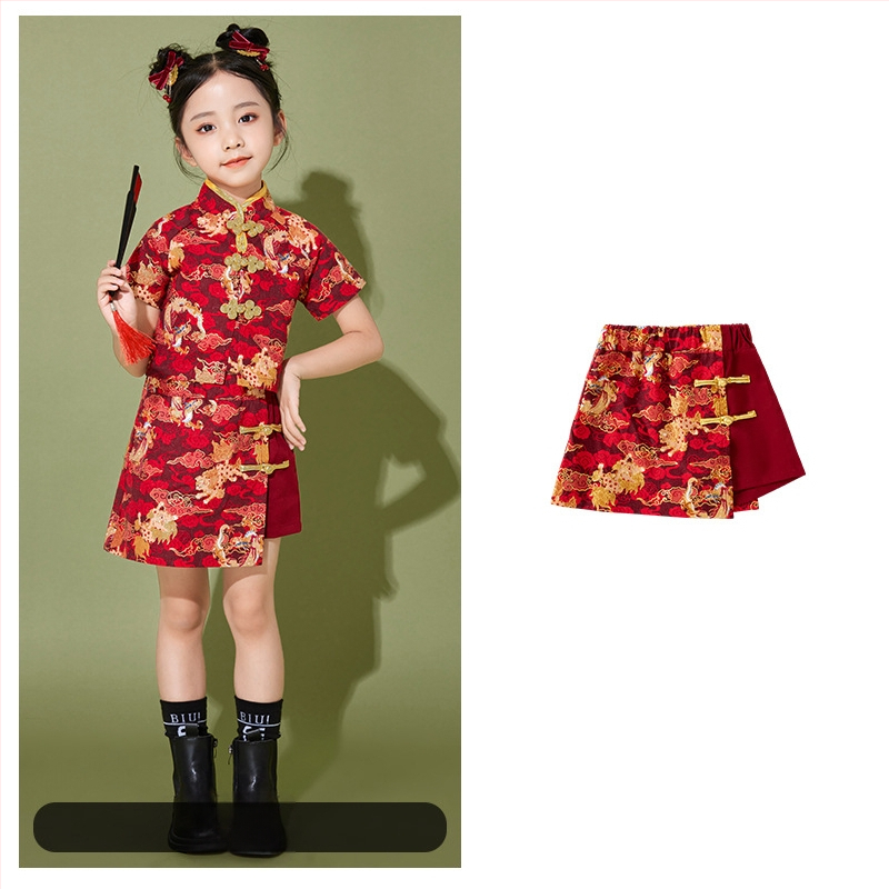 Vaikų scenos kostiumas kinų stiliaus, 100% poliesteris, visos sezonos, unisex, nuo 8 metų.