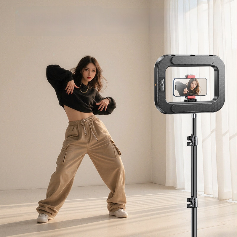 Rankinis mini žiedinė šviesa telefonams, nešiojama fotografijos lempa su daugybe lygių reguliavimo, 10–50W, 220V