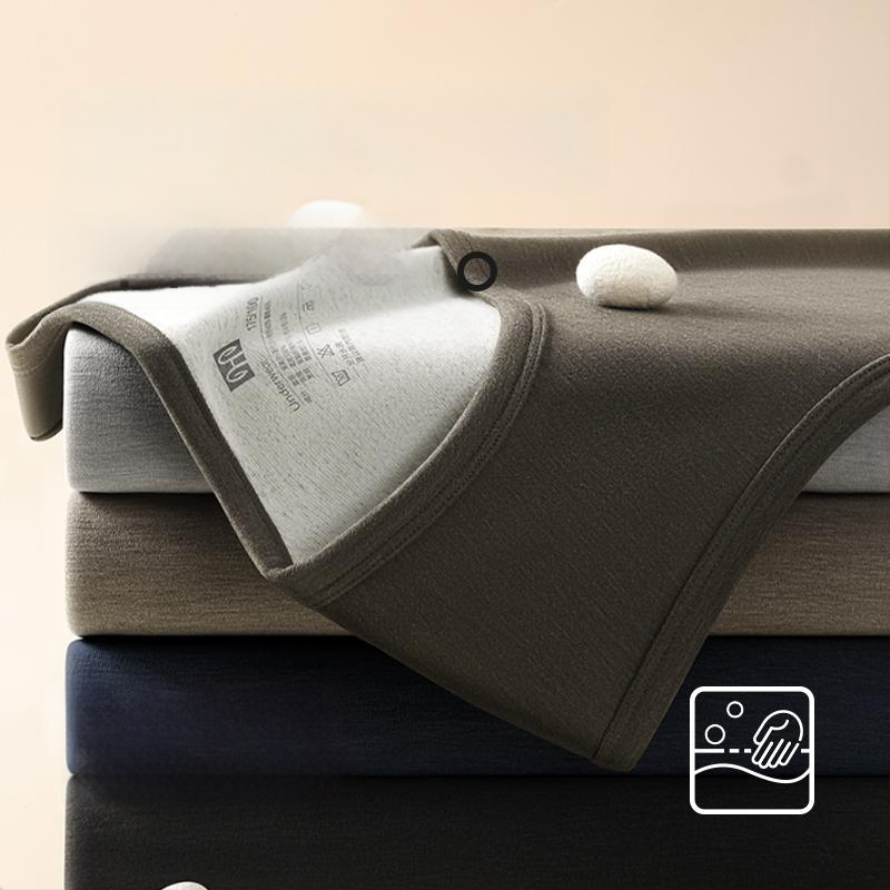 Meeste termiline villane vest antibakteriaalse kahepoolse veluuriga, paks 3-kihiline konstruktsioon, ümmargune kaelus