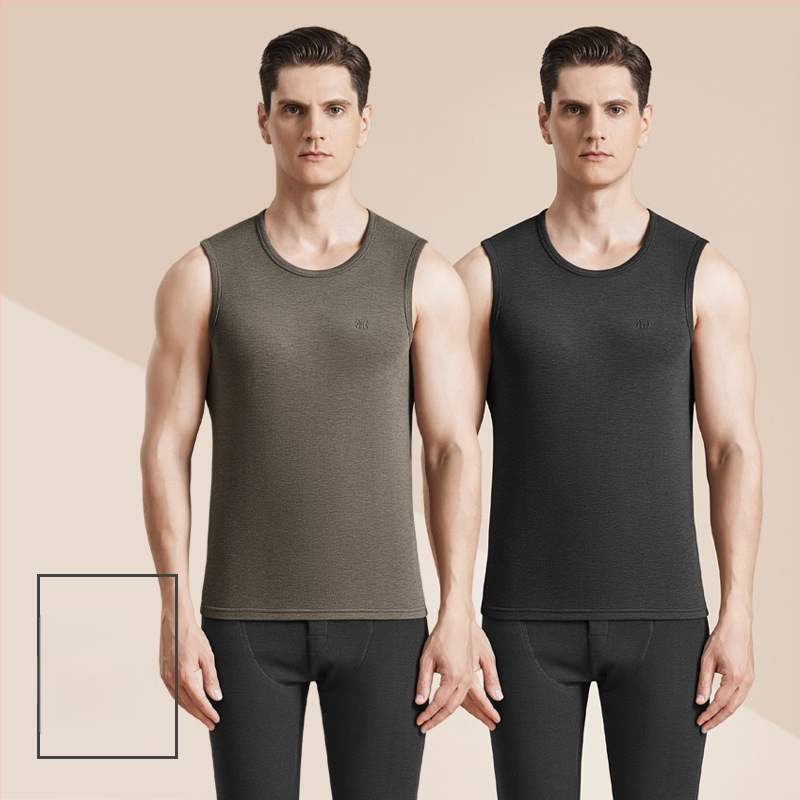 Meeste termiline villane vest antibakteriaalse kahepoolse veluuriga, paks 3-kihiline konstruktsioon, ümmargune kaelus