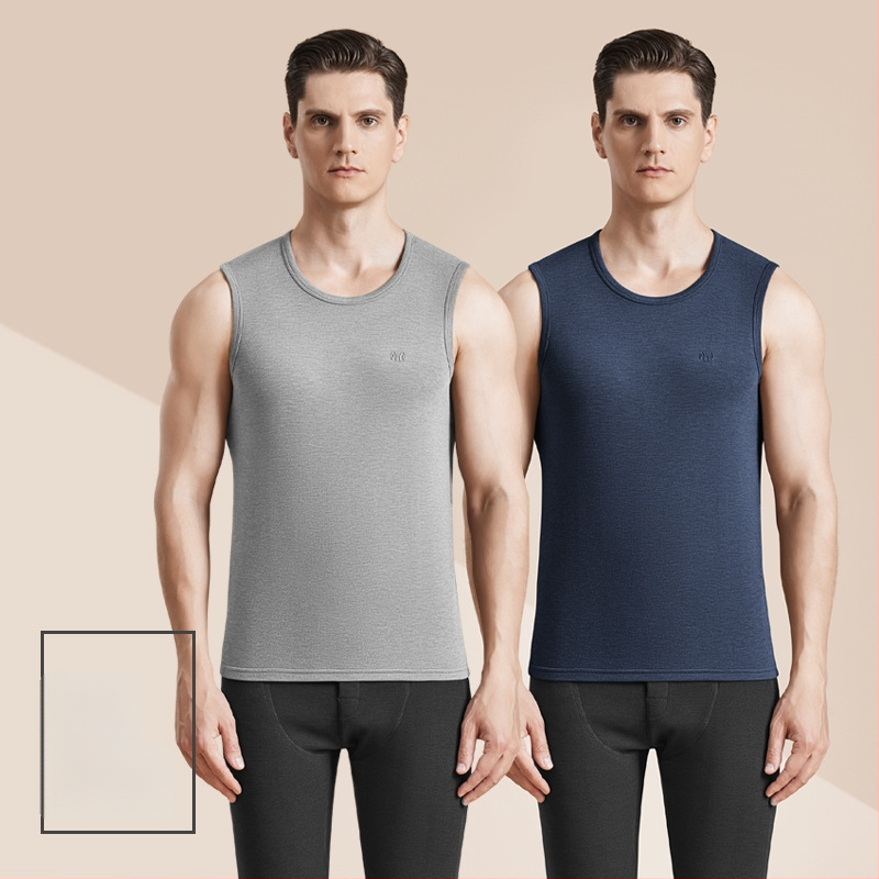 Meeste termiline villane vest antibakteriaalse kahepoolse veluuriga, paks 3-kihiline konstruktsioon, ümmargune kaelus