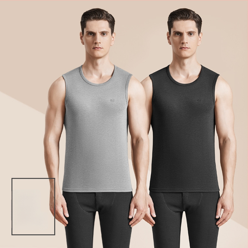 Meeste termiline villane vest antibakteriaalse kahepoolse veluuriga, paks 3-kihiline konstruktsioon, ümmargune kaelus