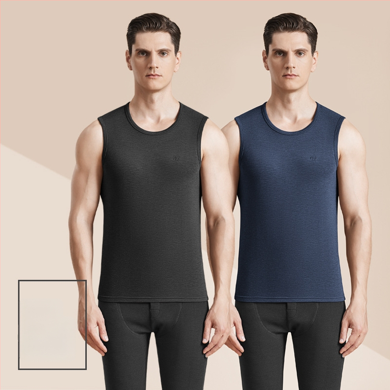 Meeste termiline villane vest antibakteriaalse kahepoolse veluuriga, paks 3-kihiline konstruktsioon, ümmargune kaelus