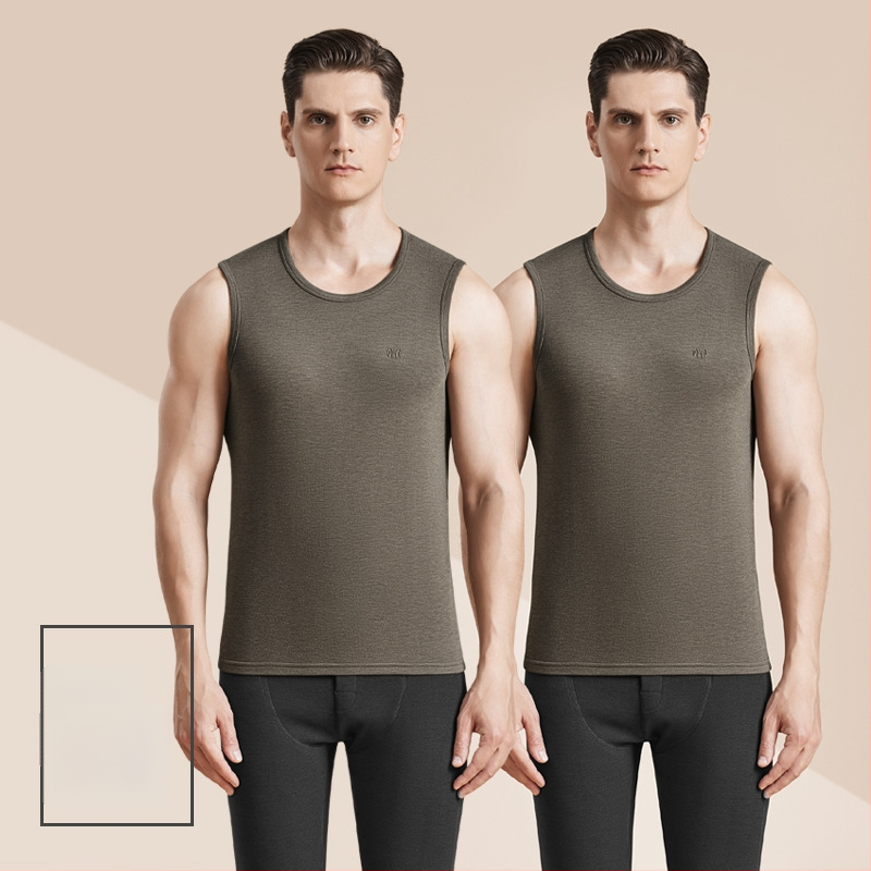 Meeste termiline villane vest antibakteriaalse kahepoolse veluuriga, paks 3-kihiline konstruktsioon, ümmargune kaelus