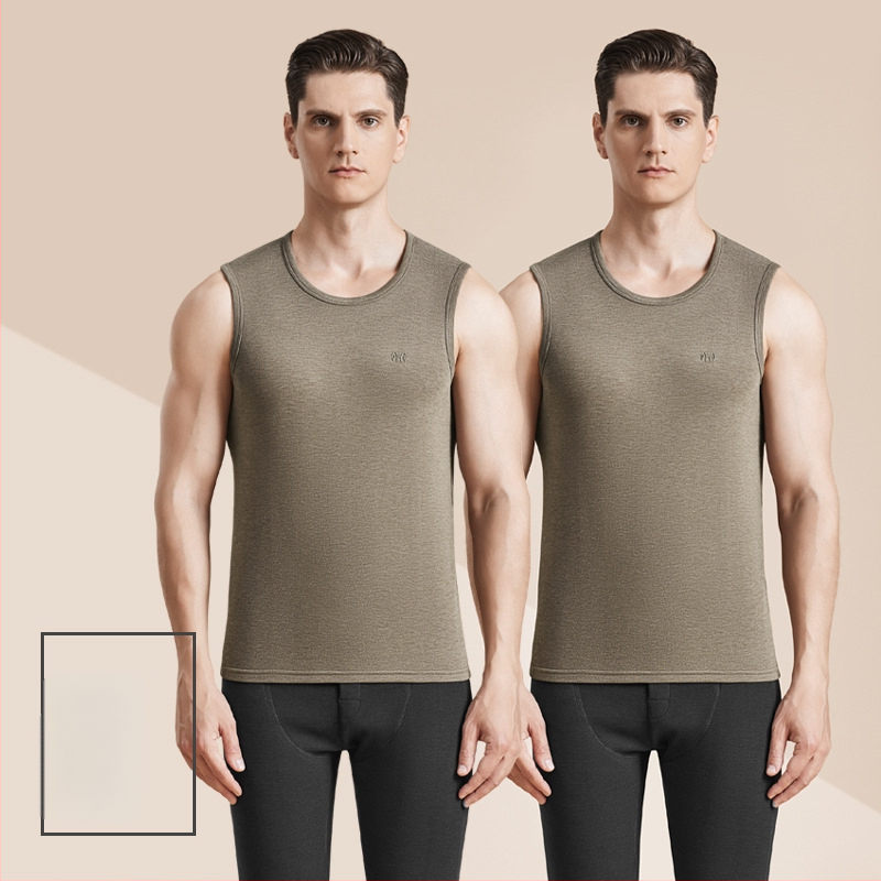 Meeste termiline villane vest antibakteriaalse kahepoolse veluuriga, paks 3-kihiline konstruktsioon, ümmargune kaelus