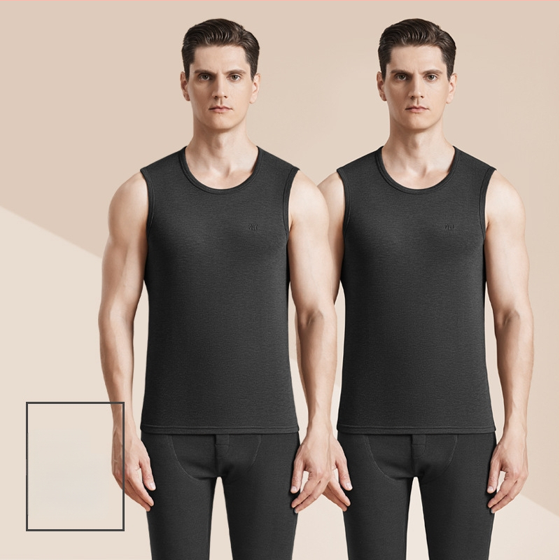 Meeste termiline villane vest antibakteriaalse kahepoolse veluuriga, paks 3-kihiline konstruktsioon, ümmargune kaelus