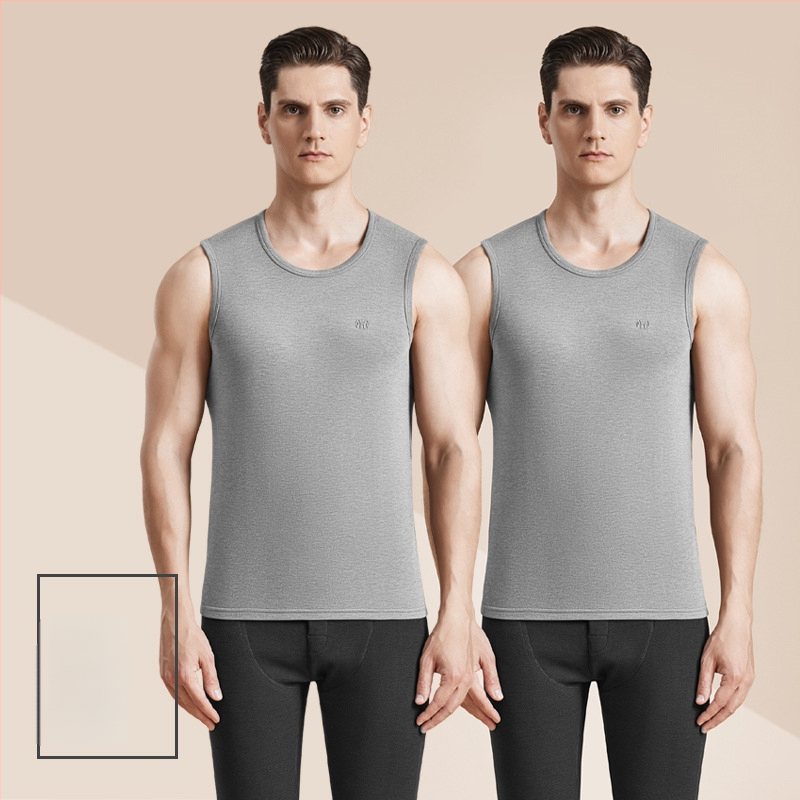 Meeste termiline villane vest antibakteriaalse kahepoolse veluuriga, paks 3-kihiline konstruktsioon, ümmargune kaelus