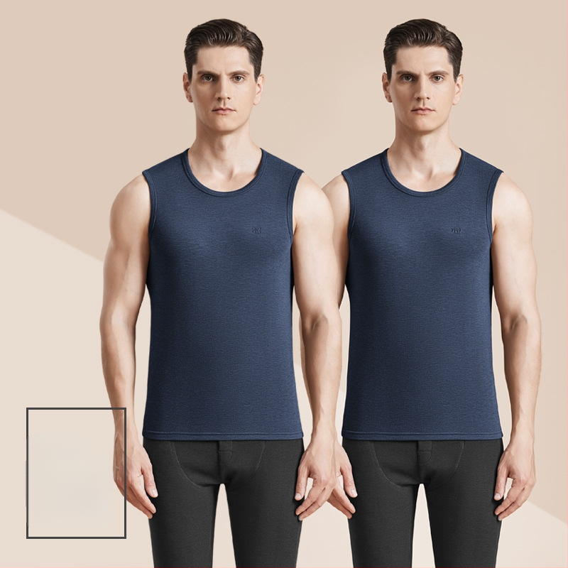 Meeste termiline villane vest antibakteriaalse kahepoolse veluuriga, paks 3-kihiline konstruktsioon, ümmargune kaelus