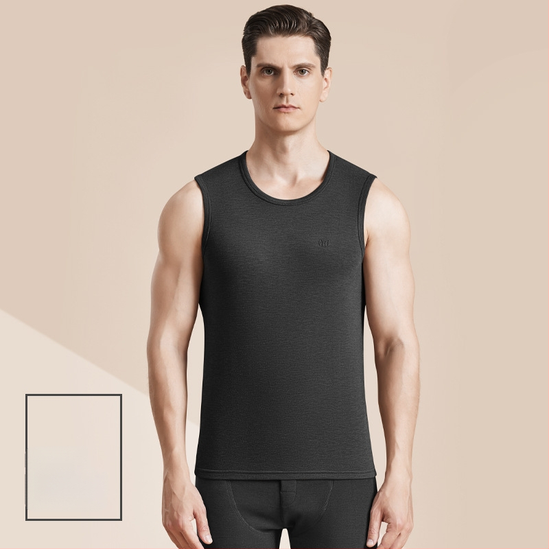 Meeste termiline villane vest antibakteriaalse kahepoolse veluuriga, paks 3-kihiline konstruktsioon, ümmargune kaelus