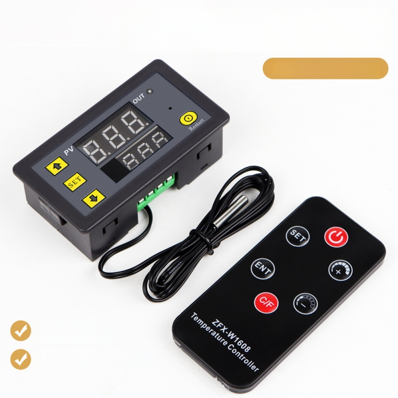 Trickle ZFX-W1608 termostatas su nuotolinio valdymo, skaitmeninis ekranas, temperatūros ir drėgmės dviguba kontrolė, 220V, 1 modulinis montavimas