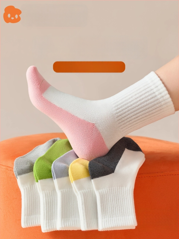 Dječje bijele čarape za dječake i djevojčice, 100% pamuk, tip A, protiv mirisa, upijaju znoj, bez šavova, srednja dužina, unisex, za školu