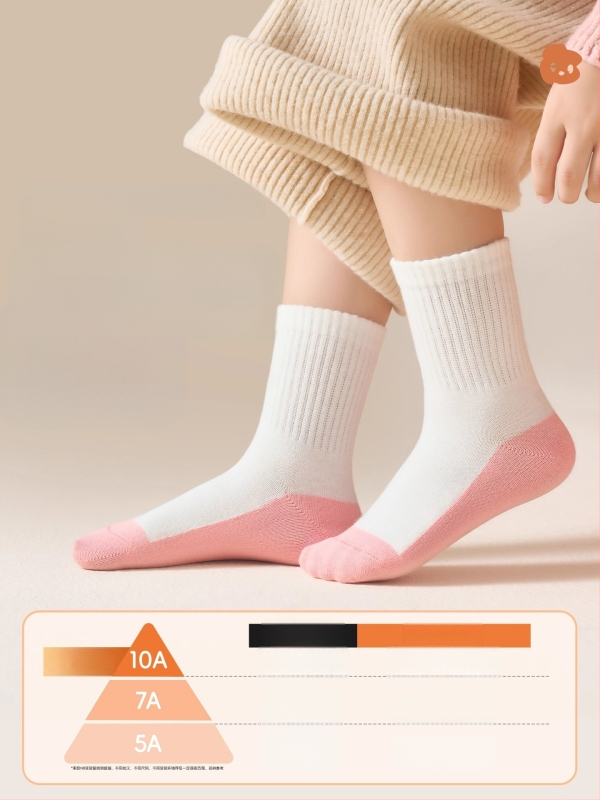 Dječje bijele čarape za dječake i djevojčice, 100% pamuk, tip A, protiv mirisa, upijaju znoj, bez šavova, srednja dužina, unisex, za školu