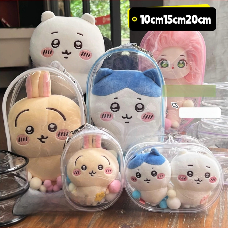 Chiikawa plīšās lellītes aizsargkaste, cilindrisks PVC pārklājums, daudzfunkcionāla ceļojumiem un galda uzglabāšanai.