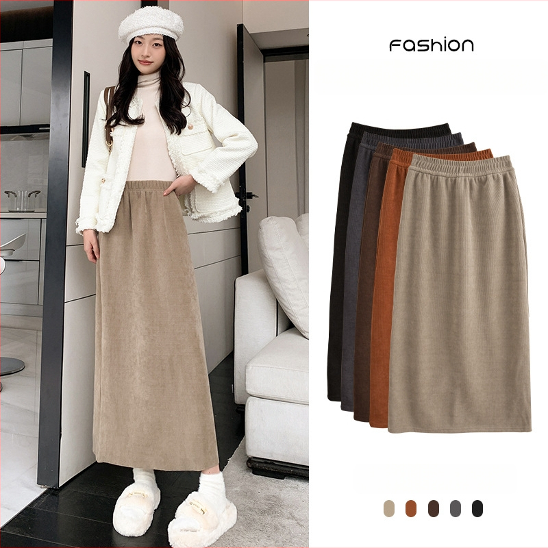 Lingqian corduroy seelik, keskmise pikkusega, ühes toonis, sügisel-talvel 2025