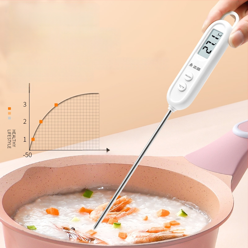Chigo vandens termometras su zondo tipo jutikliu, aukšto tikslumo, 0,1°C raiška, pritaikomi nustatymai, tinka maisto gaminimui ir kūdikių maudymimui