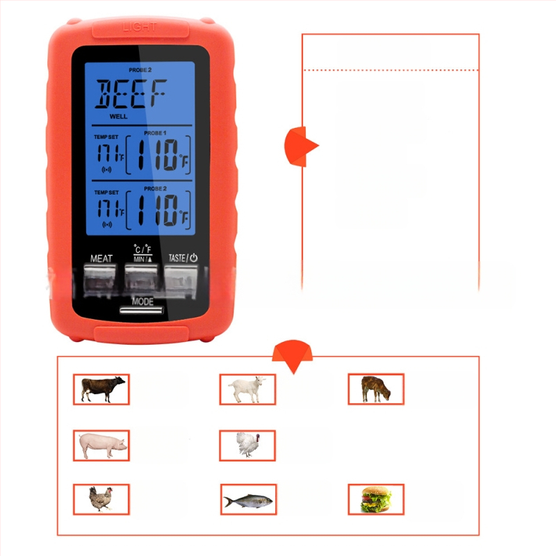Belaidis dviejų kanalų maisto termometras su skaitmeniniu ekranu – diapazonas -20°C iki 300°C, raiška 1°C, tikslumas ±1°C