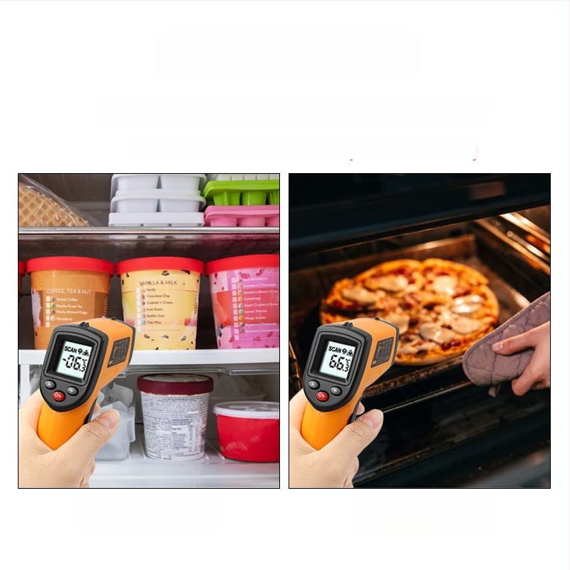Infraraudonųjų spindulių termometras, rankinis, pramoninis, virtuvei, temperatūros diapazonas -50°C–400°C