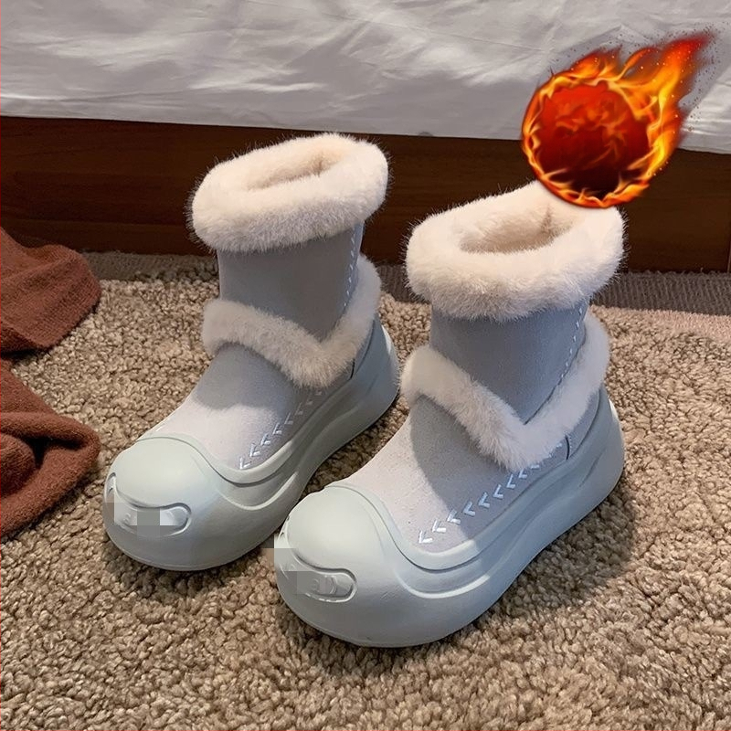 Moteriški žieminiai sniego batai iki blauzdos, su pūkine vidine apdaila, PU viršus, gumos padas, prieš slydimą