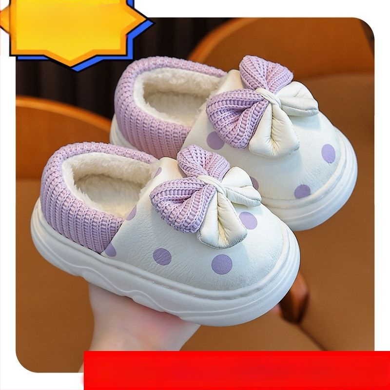 Bērnu čības meitenēm ziemā, princeses stila, augšdaļa no mikrofibras, TPR zole