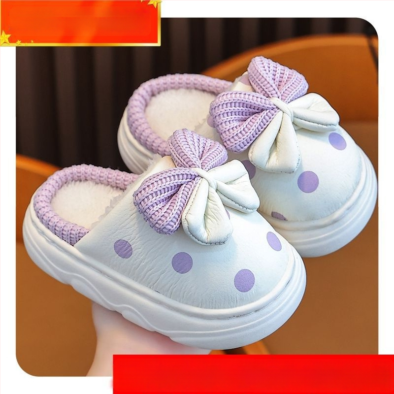 Bērnu čības meitenēm ziemā, princeses stila, augšdaļa no mikrofibras, TPR zole