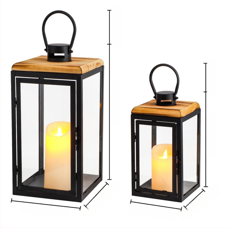 Jsmy kahe metallist ja klaasist laterna komplekt