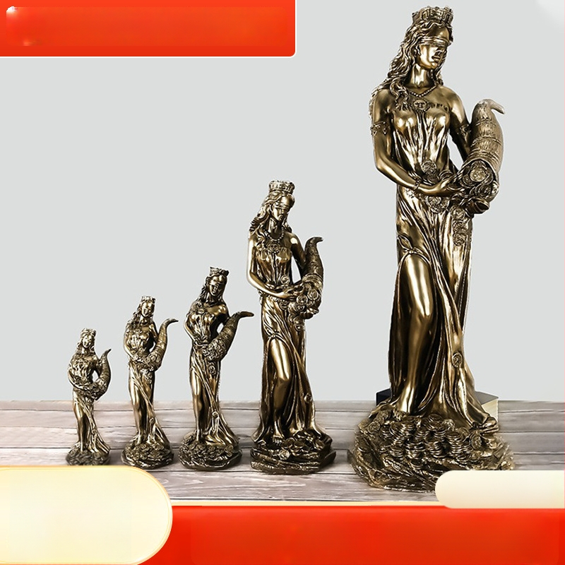 Dekoratiivne skulptuur – Kreeka rikkuse jumalanna, valmistatud resiinist, kontorilauale sobiv kingitus