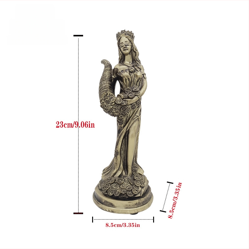 Dekoratiivne skulptuur – Kreeka rikkuse jumalanna, valmistatud resiinist, kontorilauale sobiv kingitus