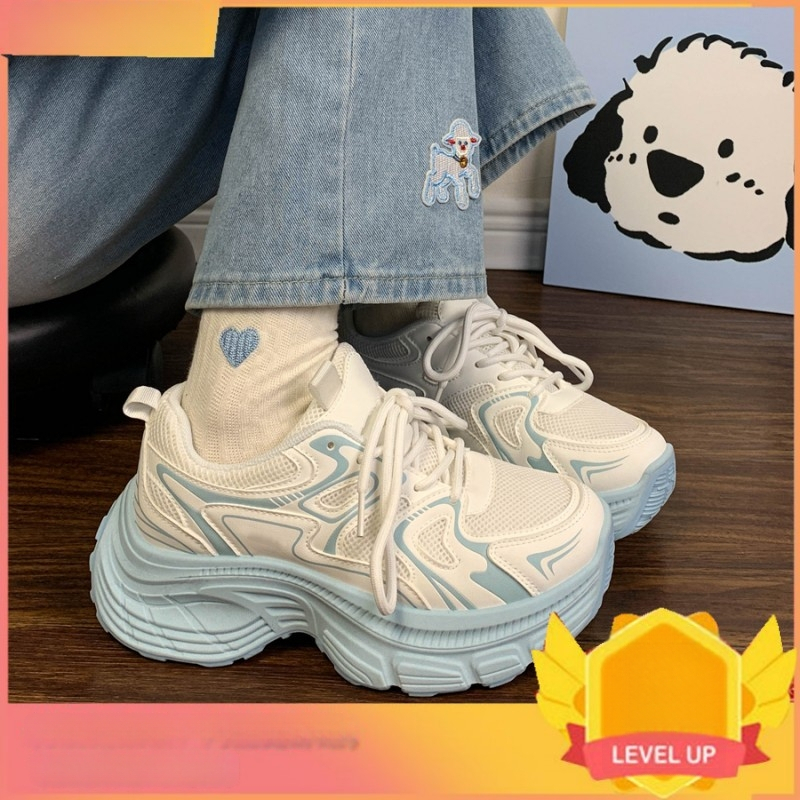 Moteriški sportiniai bateliai - Tinklelio viršus, Raišteliai, Kulno aukštis 3–5 cm, PU vidpadis, Guminis padas