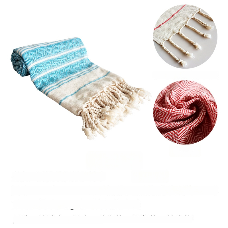 Vannas un pludmales dvielis, kokvilna, 300–400 g, diegu krāsošana (10s), ar pielāgojumu