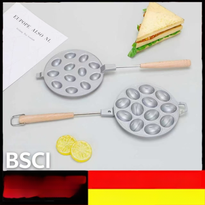 Ovaalne küpsetusvorm kookidele, 12/16 auguga, alumiiniumisulamist, vahvlivorm gaasipliidile