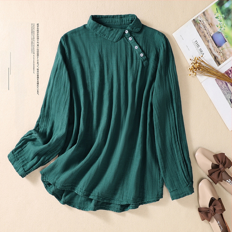 Jaapani stiilis puuvillane pikkade varrukatega särk, vaba lõige, õmbluse detailid