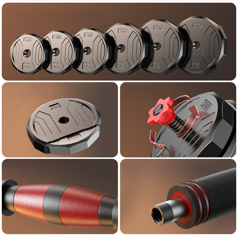 Boiling Force Regulējams hantelis un stienis mājas lietošanai, PVC materiāls, Vīriešiem un sievietēm, Fitnesam un bodybuilding