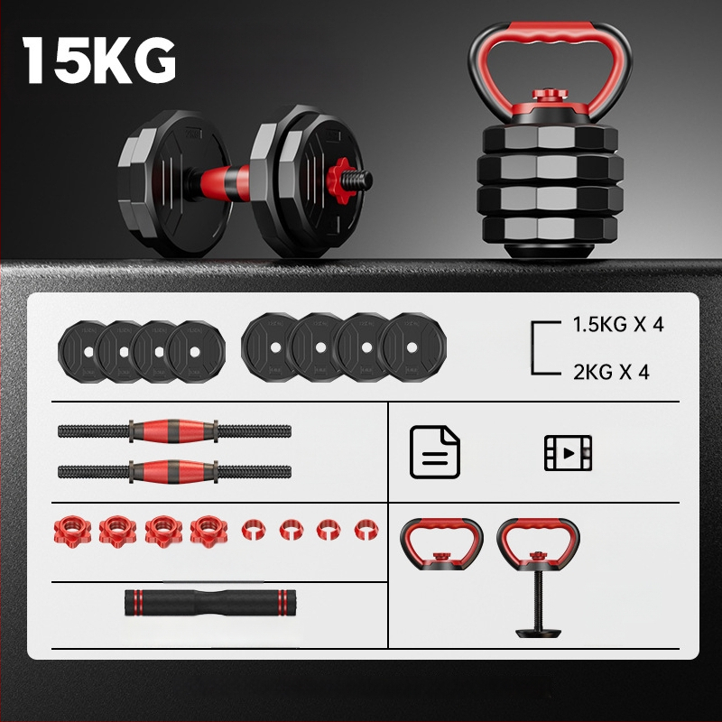 Boiling Force Regulējams hantelis un stienis mājas lietošanai, PVC materiāls, Vīriešiem un sievietēm, Fitnesam un bodybuilding