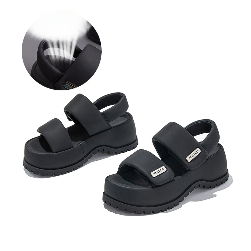 Mingliu sieviešu sandales ar biezu zoli, apakšējā daļa ar uzsūkšanas čaulītēm, Velcro aizdare, augšējā daļa no sintētiskās ādas, zoles augstums 5–8 cm