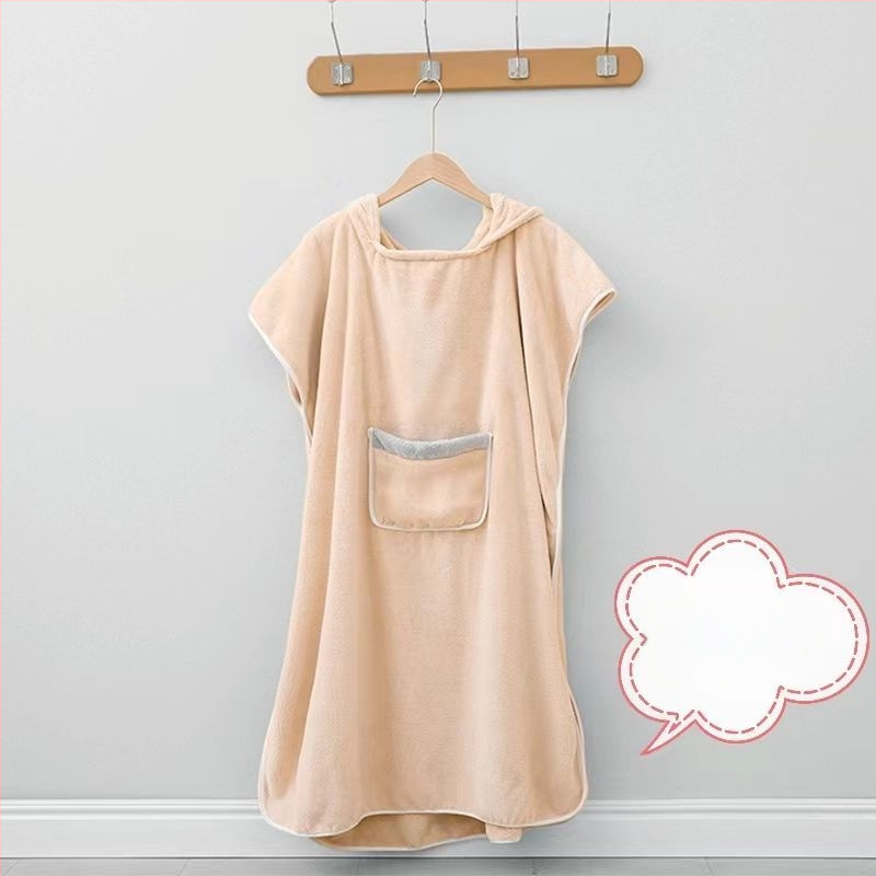 Pieaugušo kapucētā dvieliņa halāts vannai - nēsājams korāla pūšļainais dvielis, uzsūcošs, ātri žūst, poliestera šķiedra