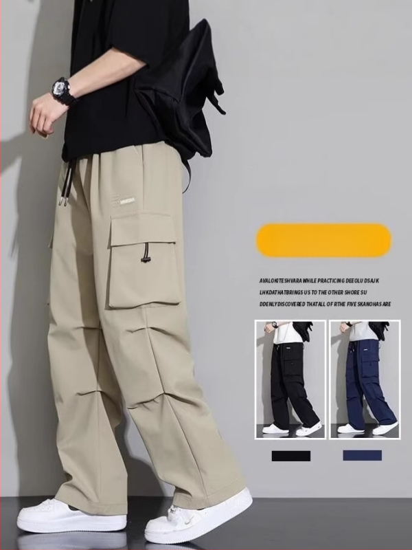 Meeste sirged lõikega igapäevased püksid, polüesterkiud, madal vöökoht, suvepüksid