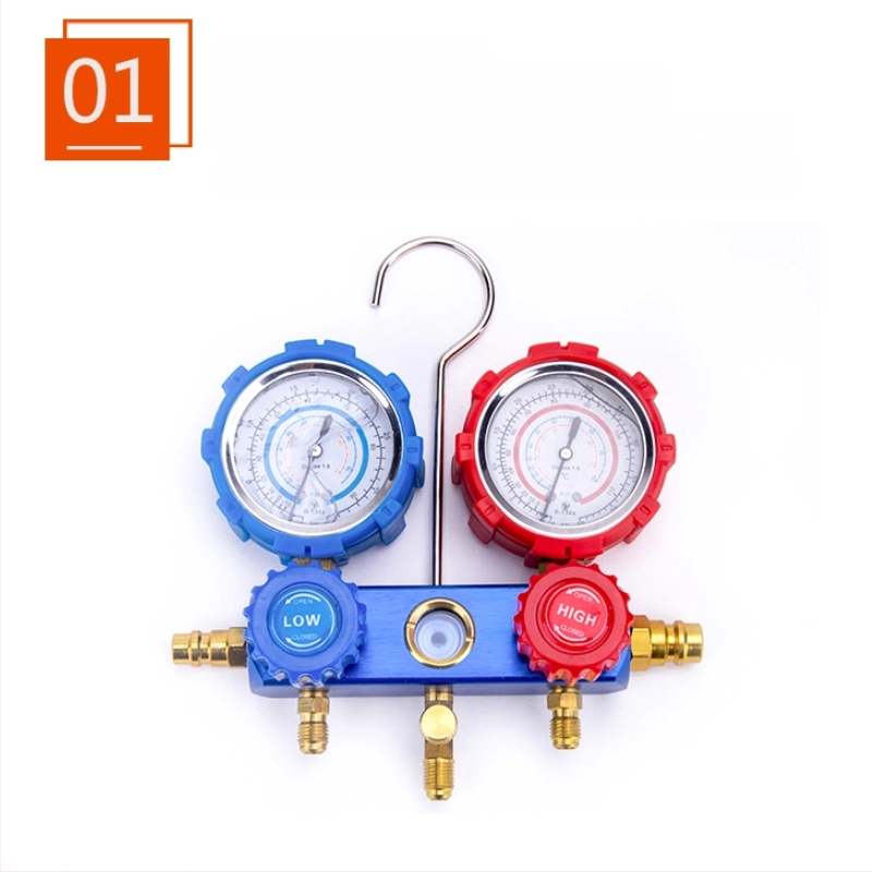 R134A jahutusagensi rõhu mõõtja diafragmaga ja kahekordse skaala klapiga – auto kliimaseadmete tööriistakomplekt