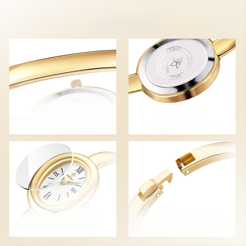 Naisekell ovaalse kujuga ja roostevabast terasest rihm, kvartsliikumine Chenlong 68, safiirkristall, veekindlus 30 m