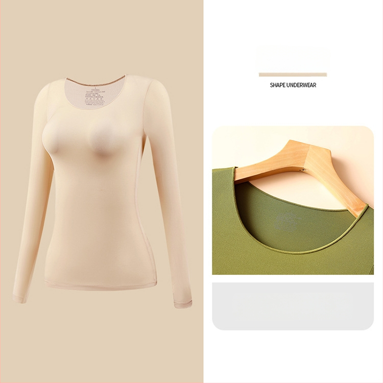 Moterų ultra plonas bešiuvas šilumos termo apatinių komplektas — ilgų rankovių viršūnė ir ilgoms kelnioms; anti‑statinis, kūno formavimas, hidracija hialurono rūgštimi; audinys: nailonas-spandeks (80–90% spandekso).