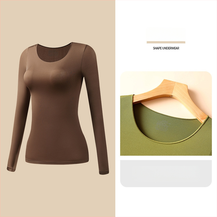 Moterų ultra plonas bešiuvas šilumos termo apatinių komplektas — ilgų rankovių viršūnė ir ilgoms kelnioms; anti‑statinis, kūno formavimas, hidracija hialurono rūgštimi; audinys: nailonas-spandeks (80–90% spandekso).