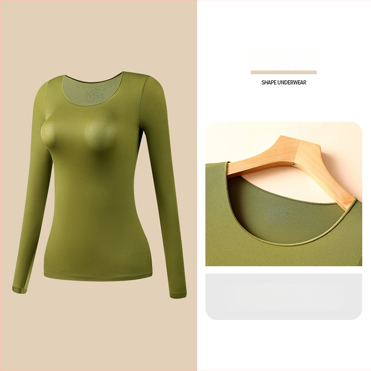 Moterų ultra plonas bešiuvas šilumos termo apatinių komplektas — ilgų rankovių viršūnė ir ilgoms kelnioms; anti‑statinis, kūno formavimas, hidracija hialurono rūgštimi; audinys: nailonas-spandeks (80–90% spandekso).