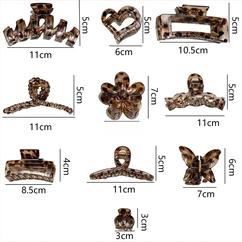 Leopardi printi juukseklipsid, gripper-mehhanismiga, plastikust, Qiyi, naistele