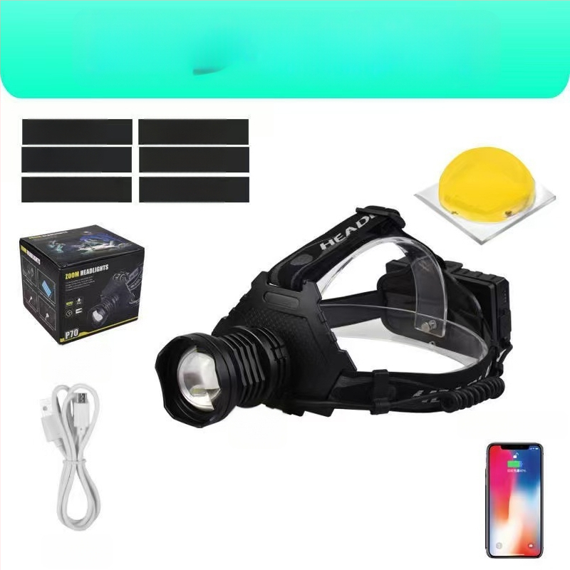 USB-laetav LED pealamp välitegevusteks, 30W, 3×18650, alumiiniumist sulam, veekindel, ulatus 200–500 m