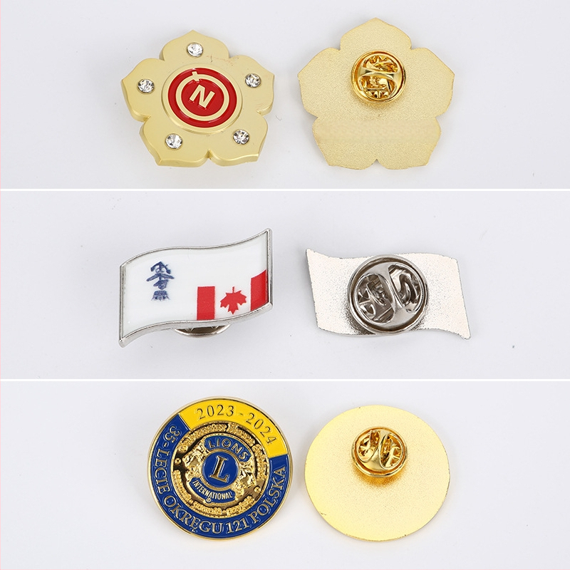 Metallist märgis kohandatud logoga, tsink sulam, die-casting valatud, kinnitus: liblikaklamber, nõel või nupud, kinkekarp