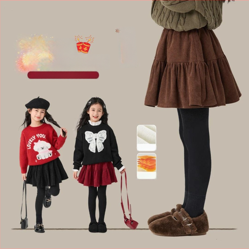 Tüdrukute talve püks-suvi fliso voodriga, võlts kaheosaline disain, puuvillane kangas, keskmine vöökoht, pehme töötlemine