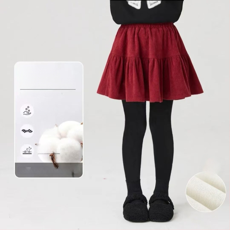 Tüdrukute talve püks-suvi fliso voodriga, võlts kaheosaline disain, puuvillane kangas, keskmine vöökoht, pehme töötlemine