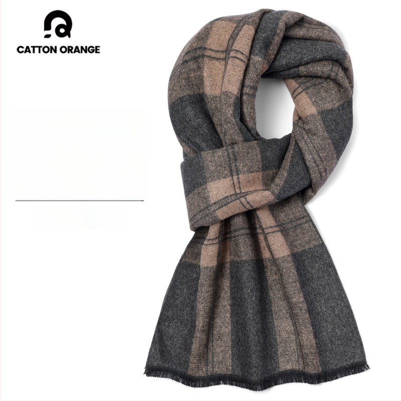 Meeste talvesall viskoosi kiududest, ruuduline muster, keskmise pikkusega, paks sooja jaoks, 2025 talv