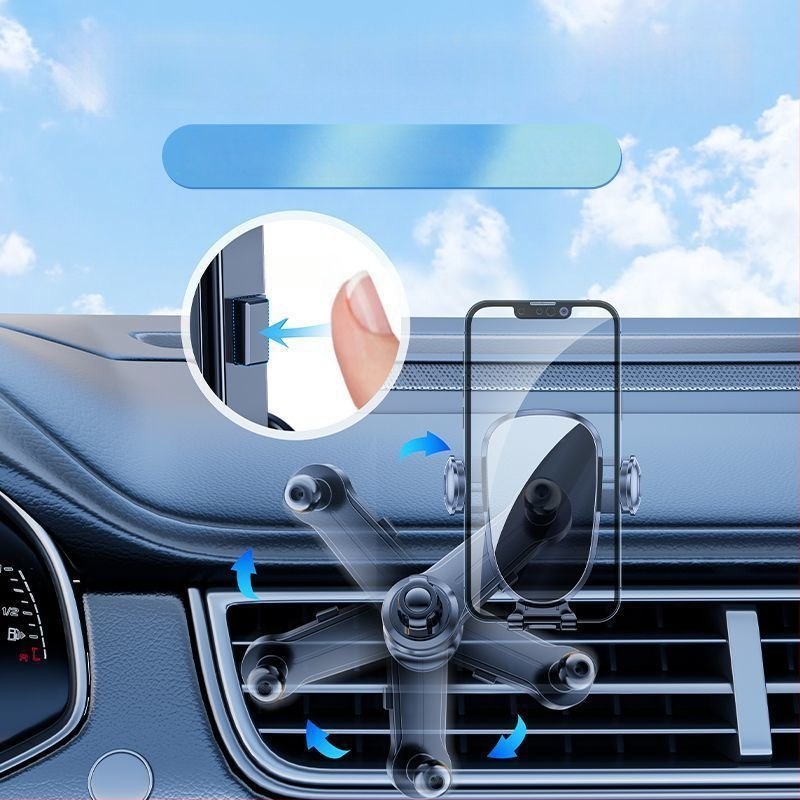 Chaoshuhe universālais auto tālruņa turētājs uz gaisa atveres, pret trīcēšanu atbalsts, horizontālais skats, uzstādīšana klikšķu veidā, pielāgojama apstrāde